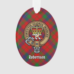 Clan Robertson Crest over Tartan Ornament
