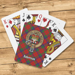 Clan Robertson Crest over Tartan Playing Cards