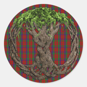 Clan Robertson Tartan And Celtic Tree Of Life Classic Round Sticker