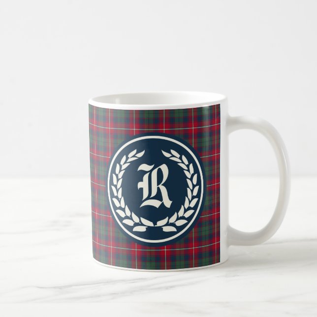 Clan Robertson Tartan Monogram Coffee Mug (Right)