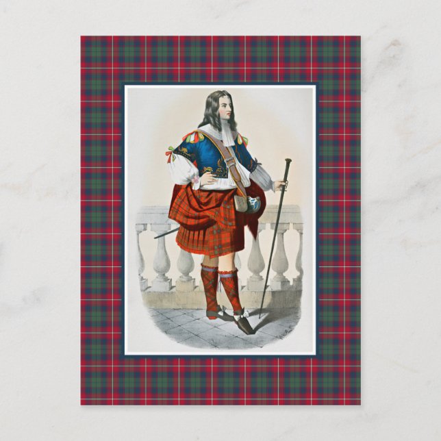 Clan Robertson Vintage Illustration Tartan Frame Postcard (Front)