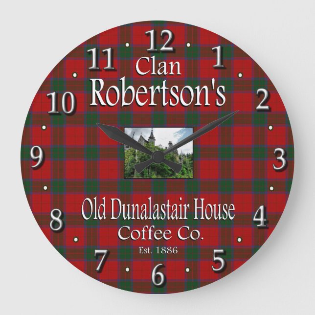 Clan Robertson's Old Dunalastair House Coffee Co. Large Clock (Front)