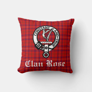 Clan Rose Crest Badge and Tartan Cushion
