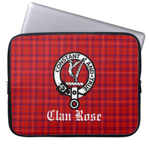 Clan Rose Crest Badge & Tartan Laptop Sleeve