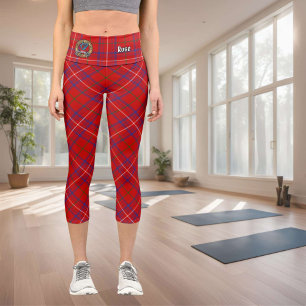 Clan Rose Crest over Tartan Capri Leggings