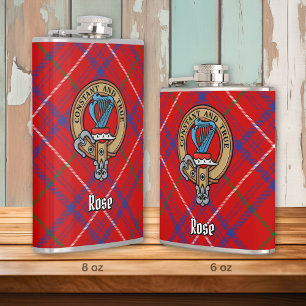 Clan Rose Crest over Tartan Hip Flask