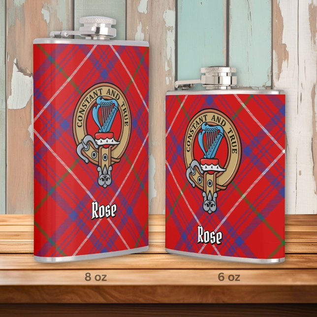 Clan Rose Crest over Tartan Hip Flask (Creator Uploaded)