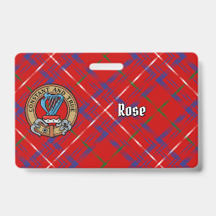 Clan Rose Crest over Tartan ID Badge