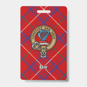 Clan Rose Crest over Tartan ID Badge