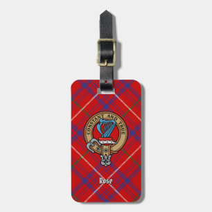 Clan Rose Crest over Tartan Luggage Tag