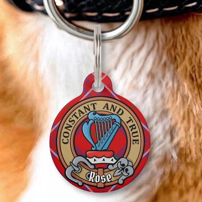 Clan Rose Crest over Tartan Pet Tag (Creator Uploaded)