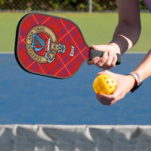 Clan Rose Crest over Tartan Pickleball Paddle (Insitu)