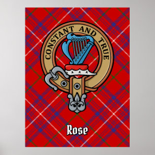Clan Rose Crest over Tartan Poster