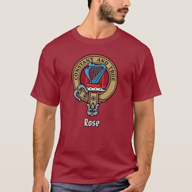 Clan Rose Crest over Tartan T-Shirt (Front)