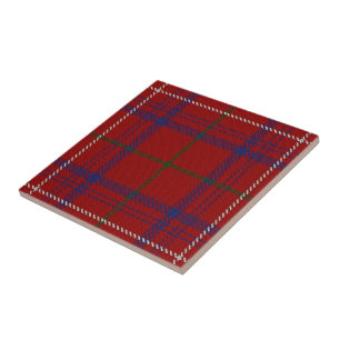 Clan Rose Scottish Expressions Modern Red Tartan Ceramic Tile