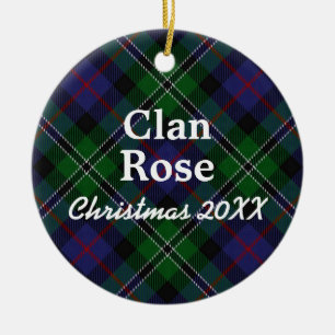 Clan Rose Scottish Hunting Tartan Ceramic Tree Decoration