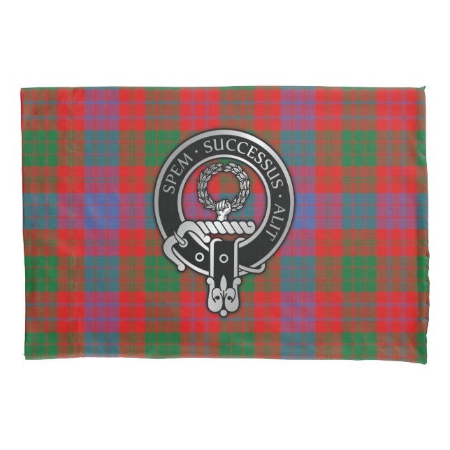 Clan Ross Crest on Tartan Pillowcase (Front)