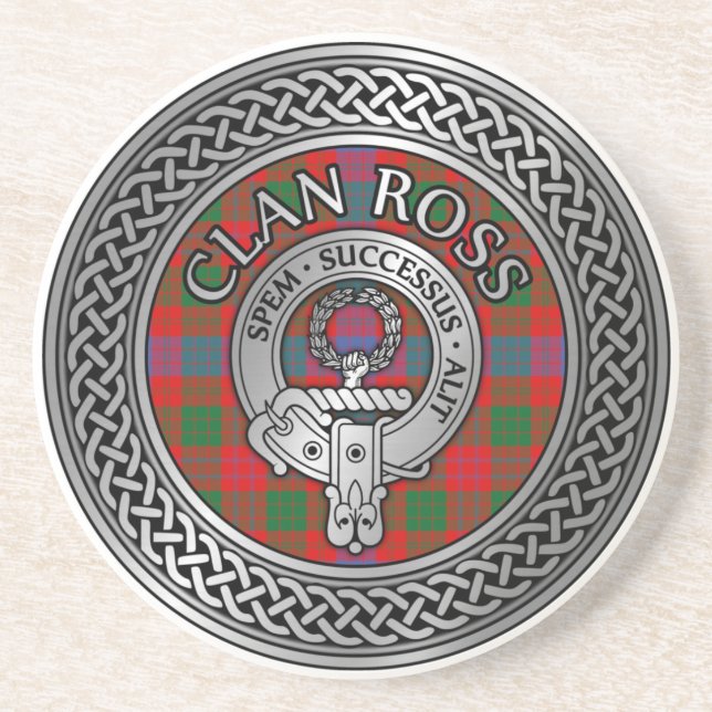 Clan Ross Crest & Tartan Knot Coaster (Front)