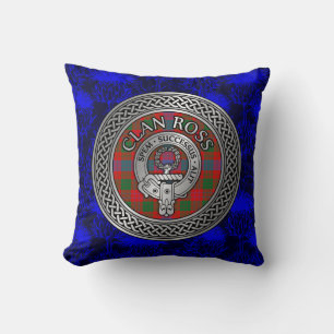 Clan Ross Crest & Tartan Knot Cushion