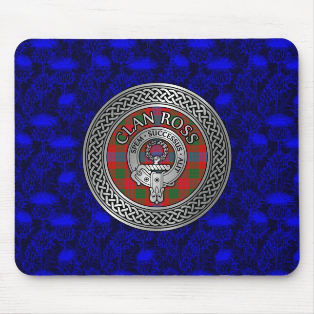 Clan Ross Crest & Tartan Knot Mouse Pad (Front)