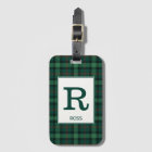 Clan Ross Hunting Tartan Green Plaid Monogram