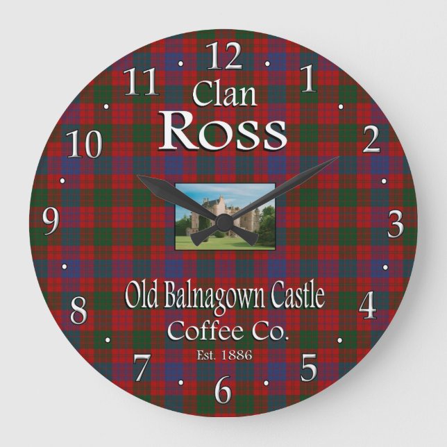 Clan Ross Old Balnagown Castle Coffee Co. Large Clock (Front)