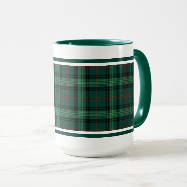 Clan Ross Tartan Green Scottish Plaid Mug (Front Right)