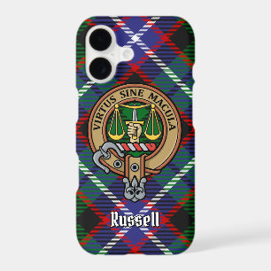 Clan Russell Crest over Tartan