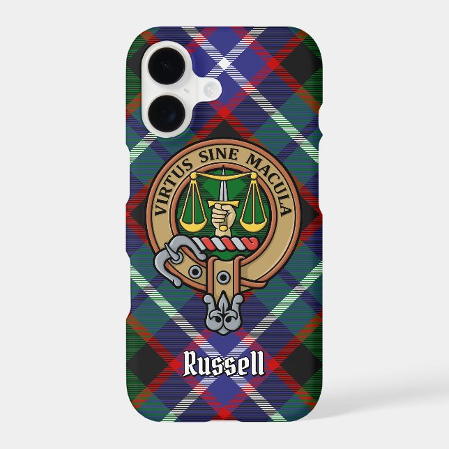 Clan Russell Crest over Tartan (Back)