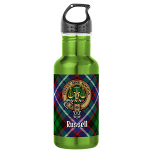 Clan Russell Crest over Tartan 532 Ml Water Bottle