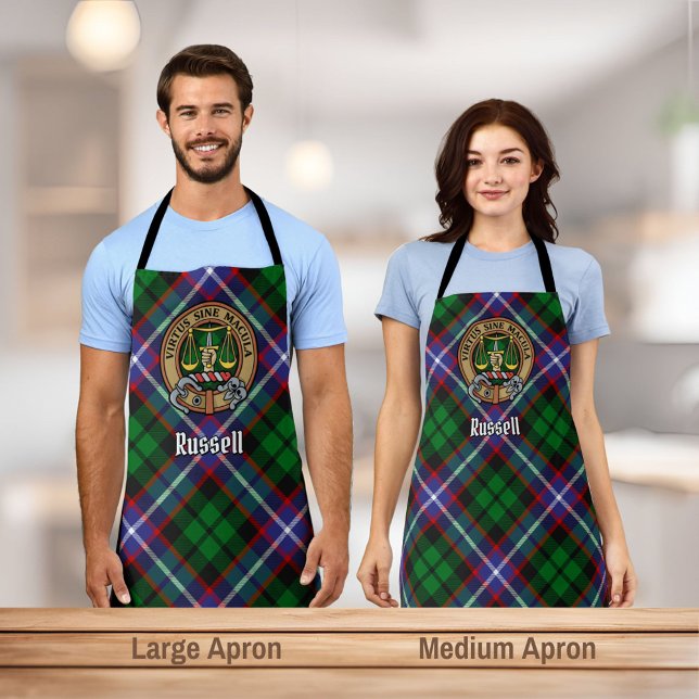 Clan Russell Crest over Tartan Apron (Creator Uploaded)