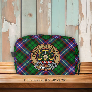 Clan Russell Crest over Tartan Dopp Kit