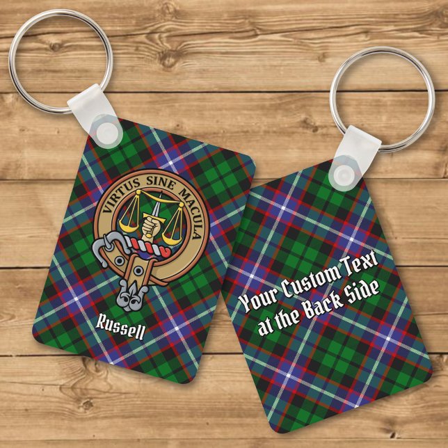 Clan Russell Crest over Tartan Key Ring (Creator Uploaded)