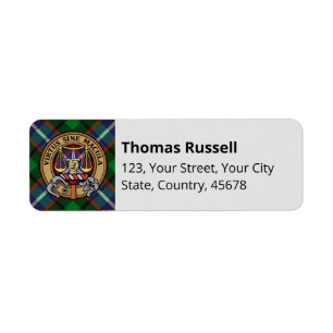 Clan Russell Crest over Tartan Return Address Label