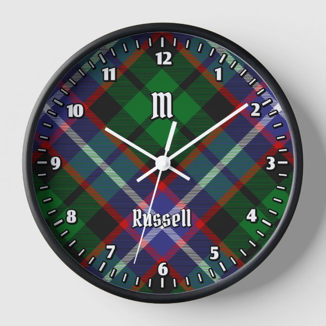 Clan Russell Tartan Clock (Front)