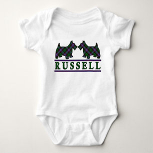 Clan Russell Tartan Scottie Dogs Baby Bodysuit