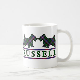 Clan Russell Tartan Scottish Scottie Dogs Coffee Mug