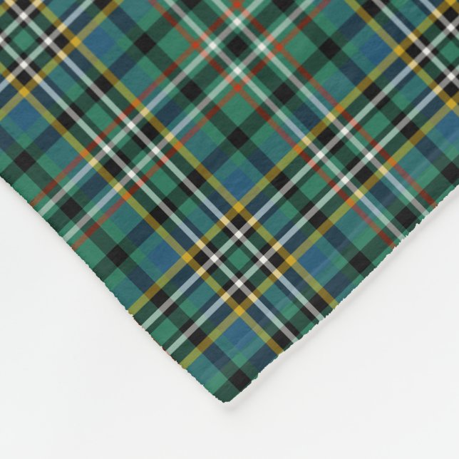 Clan Scott Ancient Tartan Green Scottish Plaid Fleece Blanket (Corner)