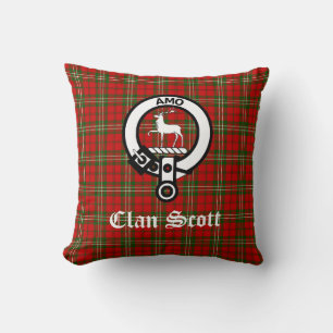 Clan Scott Crest Badge and Tartan Cushion