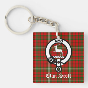 Clan Scott Crest Badge and Tartan Key Ring