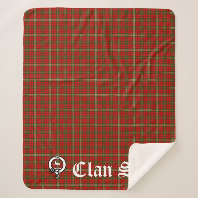 Clan Scott Crest Badge and Tartan Sherpa Blanket (Front)
