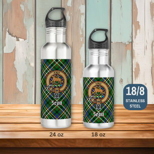 Clan Scott Crest over Green Tartan 710 Ml Water Bottle