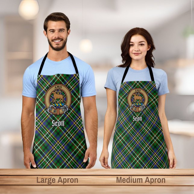 Clan Scott Crest over Green Tartan Apron (Creator Uploaded)