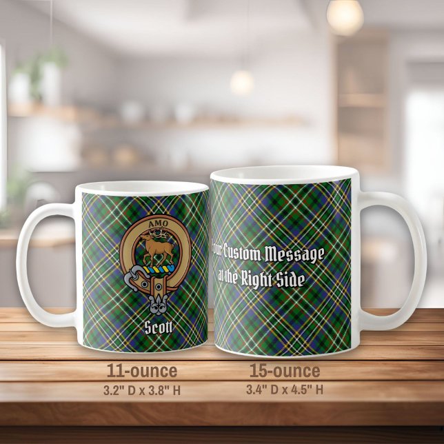 Clan Scott Crest over Green Tartan Coffee Mug (Creator Uploaded)