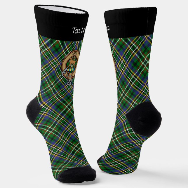 Clan Scott Crest over Green Tartan Socks (Angled)