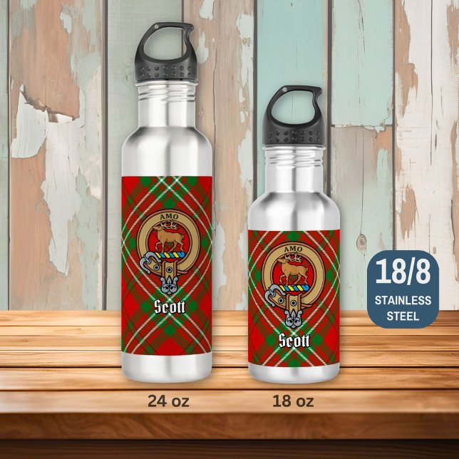 Clan Scott Crest over Red Tartan 710 Ml Water Bottle (Creator Uploaded)