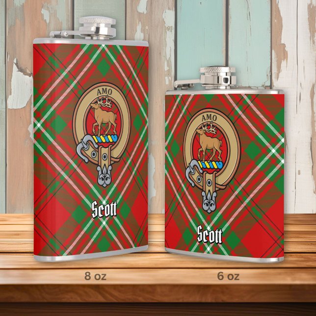 Clan Scott Crest over Red Tartan Hip Flask (Creator Uploaded)