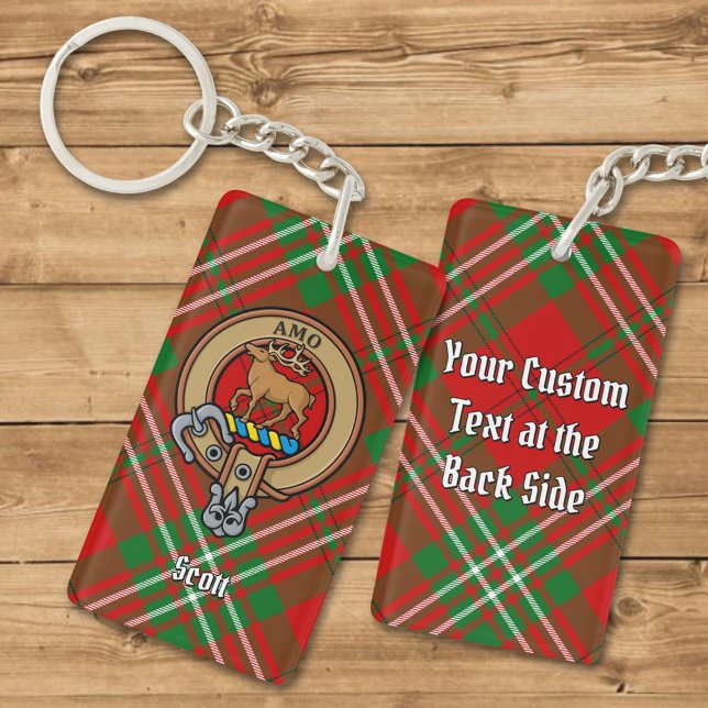 Clan Scott Crest over Red Tartan Keychain (Creator Uploaded)