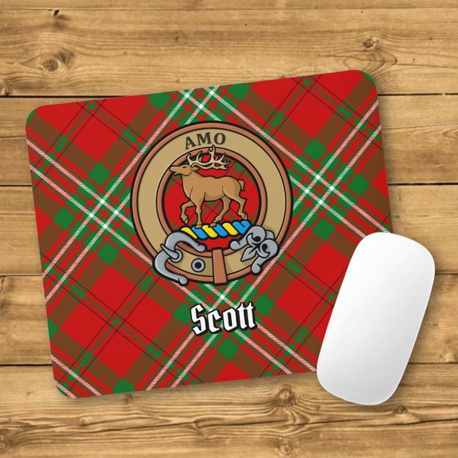Clan Scott Crest over Red Tartan Mouse Pad (Creator Uploaded)