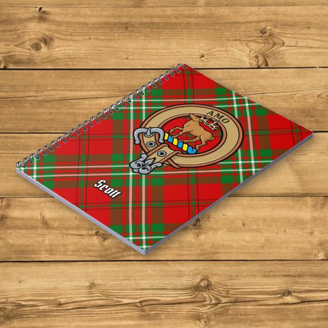 Clan Scott Crest over Red Tartan Notebook (Creator Uploaded)